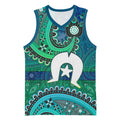 Torres Strait Islands Basketball Jersey Dhari Emblem Vibrant Teal Indigenous