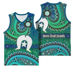 Torres Strait Islands Basketball Jersey Dhari Emblem Vibrant Teal Indigenous