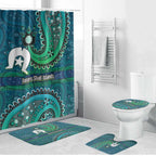 Torres Strait Islands Bathroom Set Dhari Emblem Vibrant Teal Indigenous