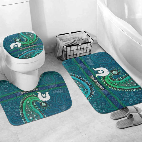 Torres Strait Islands Bathroom Set Dhari Emblem Vibrant Teal Indigenous