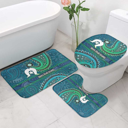 Torres Strait Islands Bathroom Set Dhari Emblem Vibrant Teal Indigenous