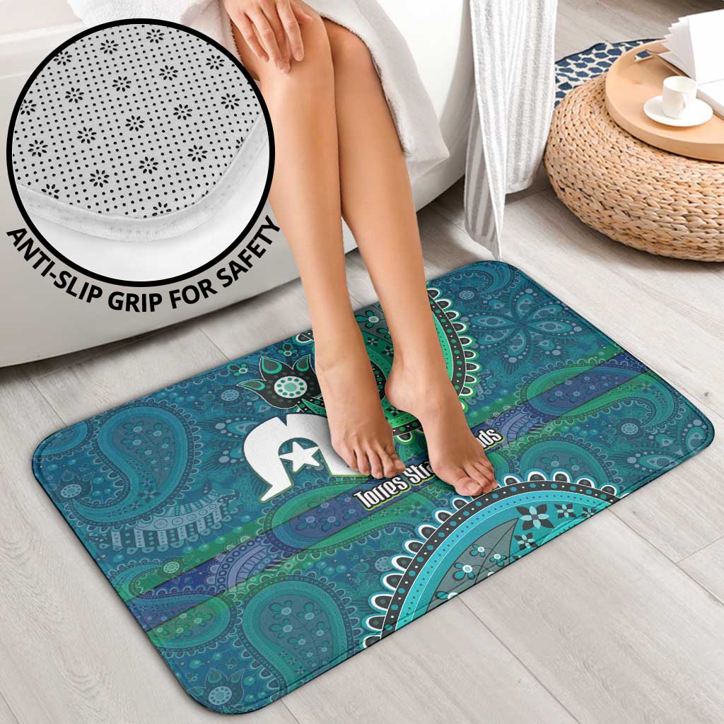 Torres Strait Islands Bathroom Set Dhari Emblem Vibrant Teal Indigenous