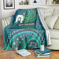Torres Strait Islands Blanket Dhari Emblem Vibrant Teal Indigenous
