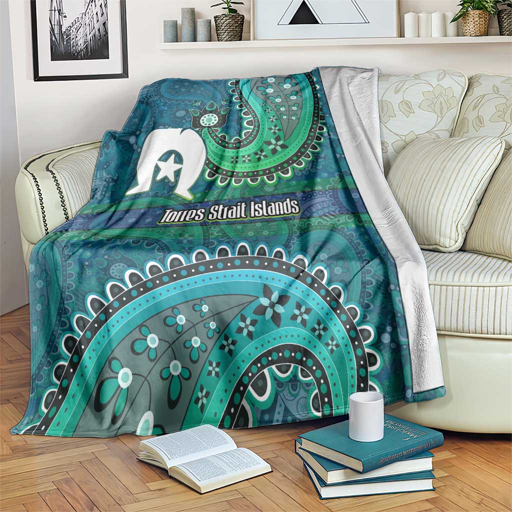 Torres Strait Islands Blanket Dhari Emblem Vibrant Teal Indigenous