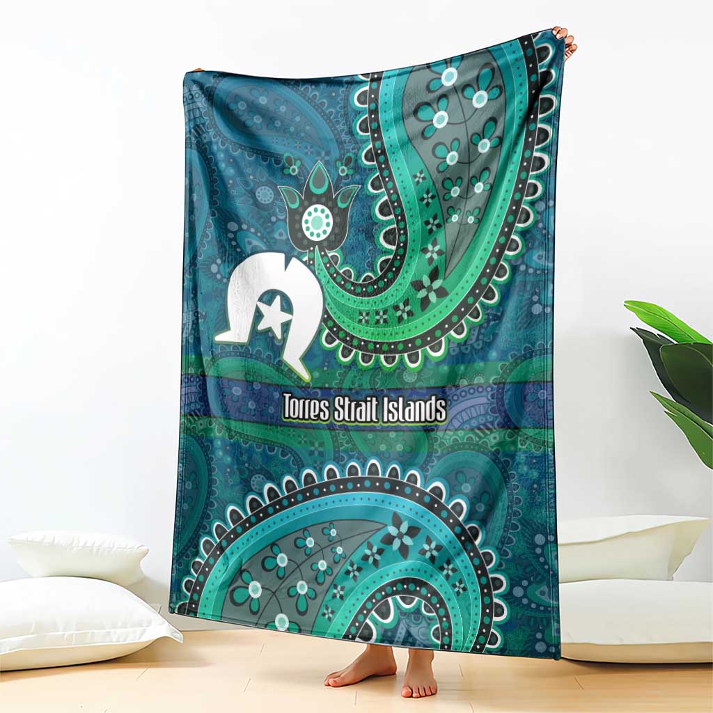 Torres Strait Islands Blanket Dhari Emblem Vibrant Teal Indigenous