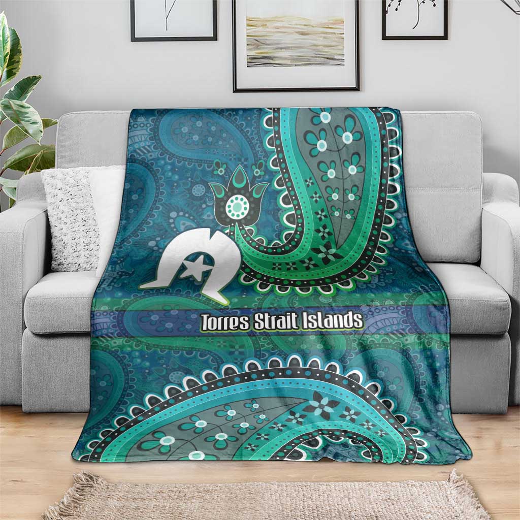 Torres Strait Islands Blanket Dhari Emblem Vibrant Teal Indigenous