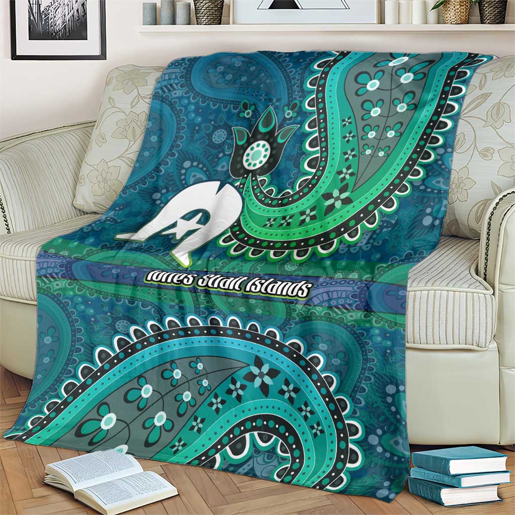 Torres Strait Islands Blanket Dhari Emblem Vibrant Teal Indigenous
