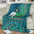 Torres Strait Islands Blanket Dhari Emblem Vibrant Teal Indigenous