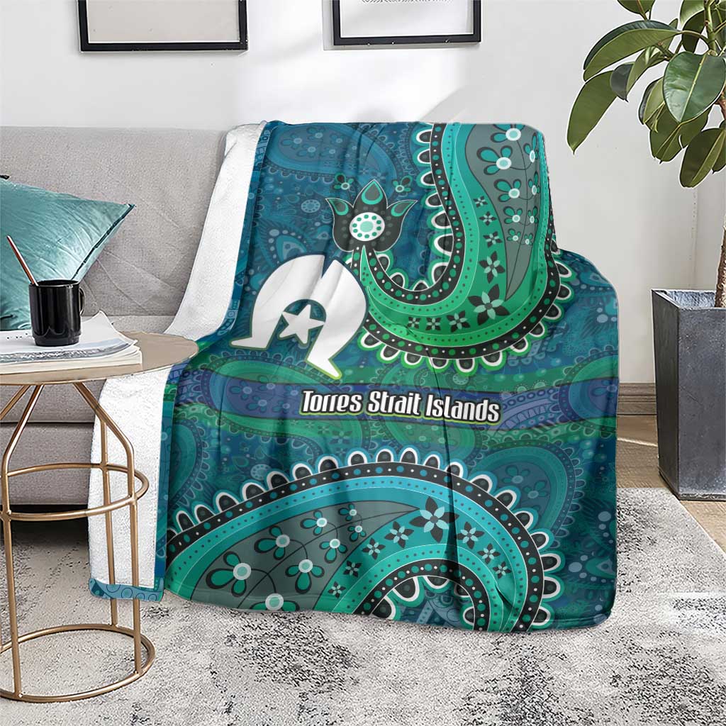Torres Strait Islands Blanket Dhari Emblem Vibrant Teal Indigenous