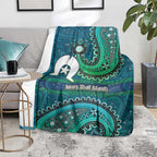 Torres Strait Islands Blanket Dhari Emblem Vibrant Teal Indigenous