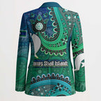 Torres Strait Islands Blazer Dhari Emblem Vibrant Teal Indigenous