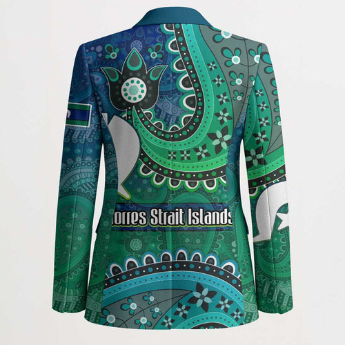 Torres Strait Islands Blazer Dhari Emblem Vibrant Teal Indigenous