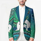 Torres Strait Islands Blazer Dhari Emblem Vibrant Teal Indigenous