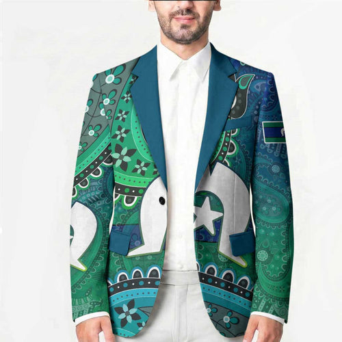 Torres Strait Islands Blazer Dhari Emblem Vibrant Teal Indigenous