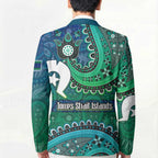 Torres Strait Islands Blazer Dhari Emblem Vibrant Teal Indigenous