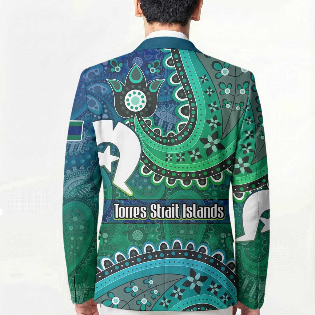 Torres Strait Islands Blazer Dhari Emblem Vibrant Teal Indigenous