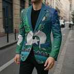 Torres Strait Islands Blazer Dhari Emblem Vibrant Teal Indigenous