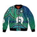 Torres Strait Islands Bomber Jacket Dhari Emblem Vibrant Teal Indigenous