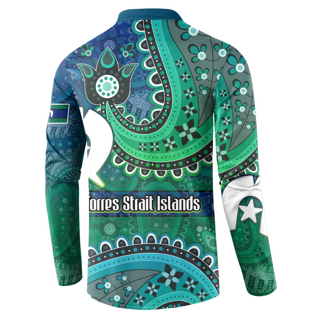 Torres Strait Islands Button Sweatshirt Dhari Emblem Vibrant Teal Indigenous