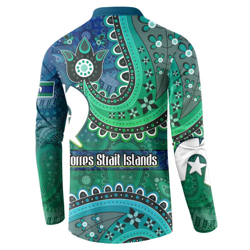 Torres Strait Islands Button Sweatshirt Dhari Emblem Vibrant Teal Indigenous