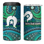 Torres Strait Islands 4 in 1 Can Cooler Tumbler Dhari Emblem Vibrant Teal Indigenous