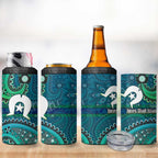 Torres Strait Islands 4 in 1 Can Cooler Tumbler Dhari Emblem Vibrant Teal Indigenous