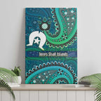 Torres Strait Islands Canvas Wall Art Dhari Emblem Vibrant Teal Indigenous