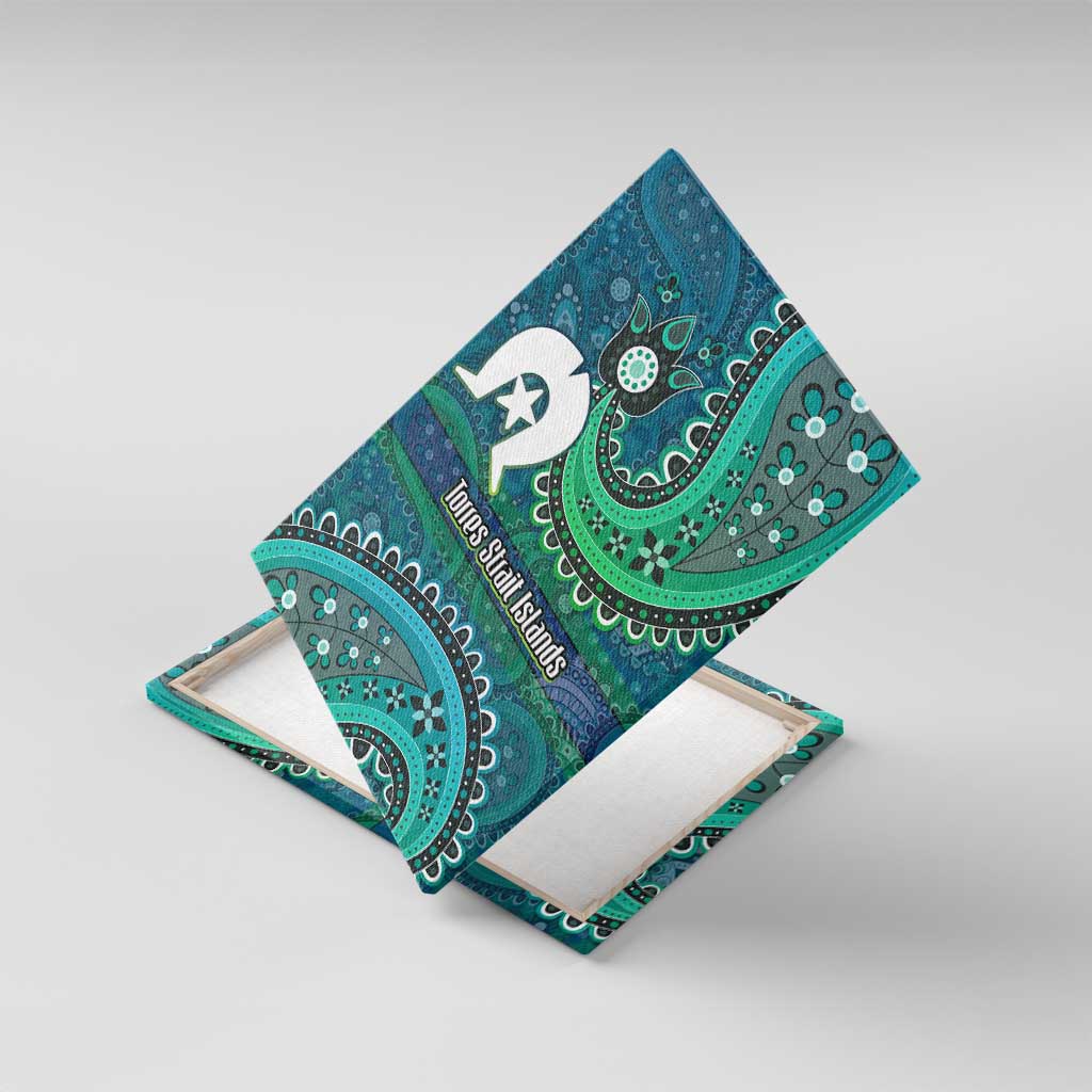 Torres Strait Islands Canvas Wall Art Dhari Emblem Vibrant Teal Indigenous