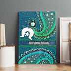 Torres Strait Islands Canvas Wall Art Dhari Emblem Vibrant Teal Indigenous