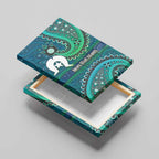 Torres Strait Islands Canvas Wall Art Dhari Emblem Vibrant Teal Indigenous