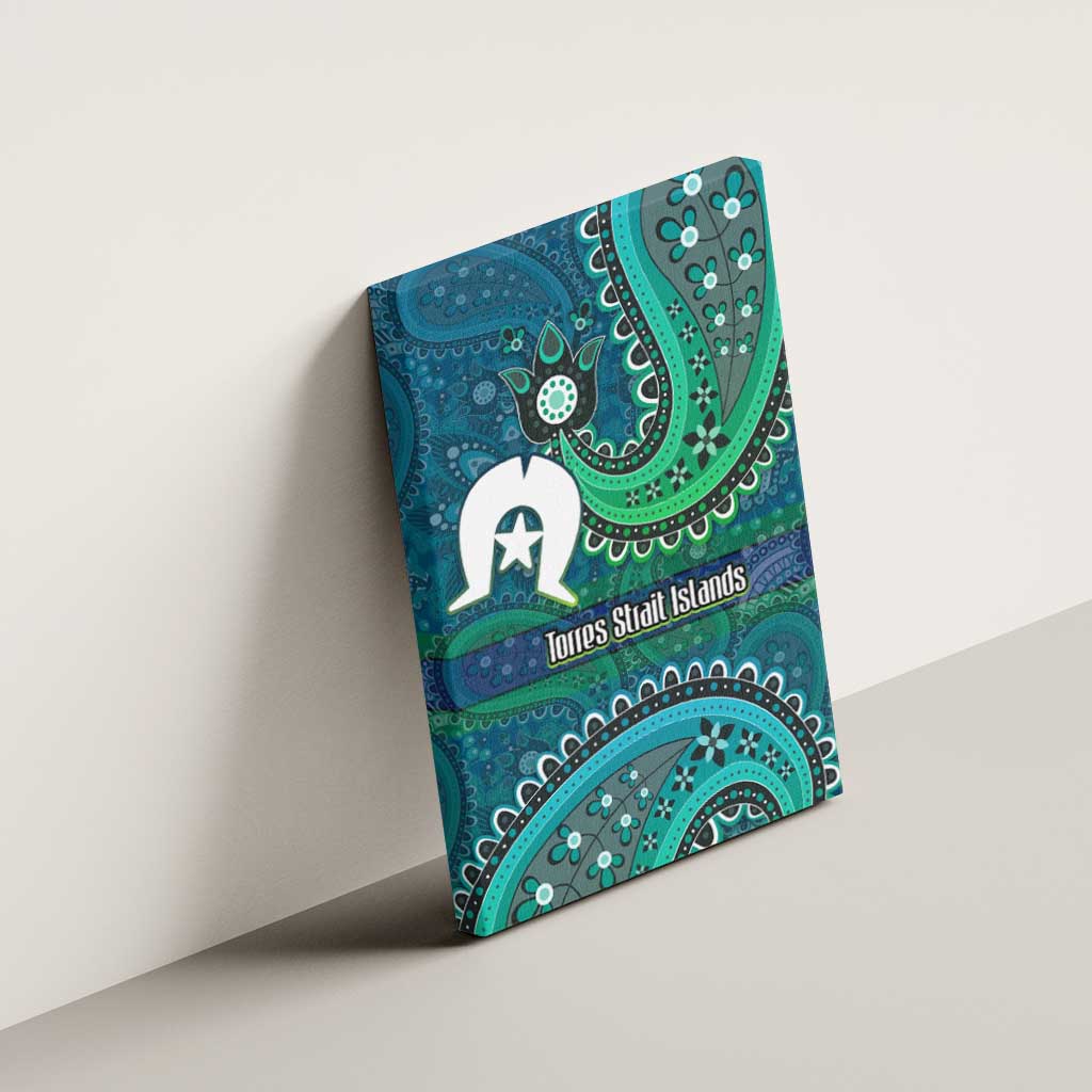Torres Strait Islands Canvas Wall Art Dhari Emblem Vibrant Teal Indigenous