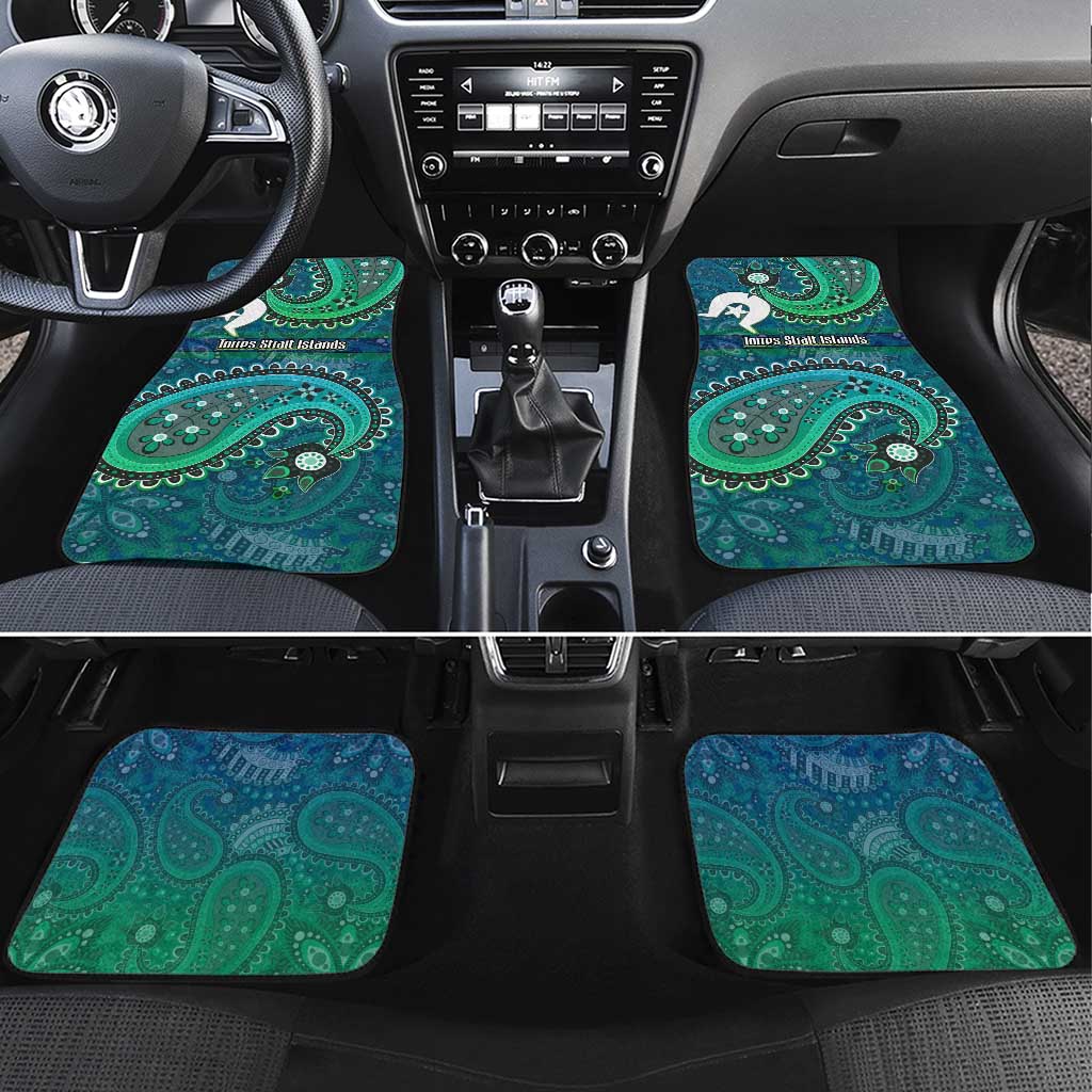 Torres Strait Islands Car Mats Dhari Emblem Vibrant Teal Indigenous