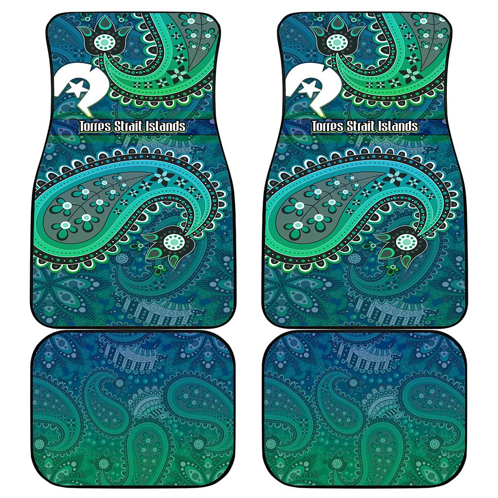 Torres Strait Islands Car Mats Dhari Emblem Vibrant Teal Indigenous