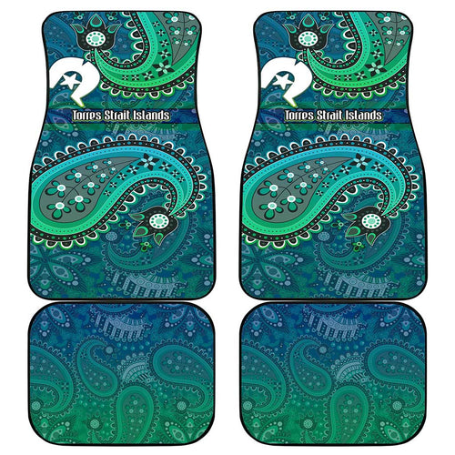 Torres Strait Islands Car Mats Dhari Emblem Vibrant Teal Indigenous