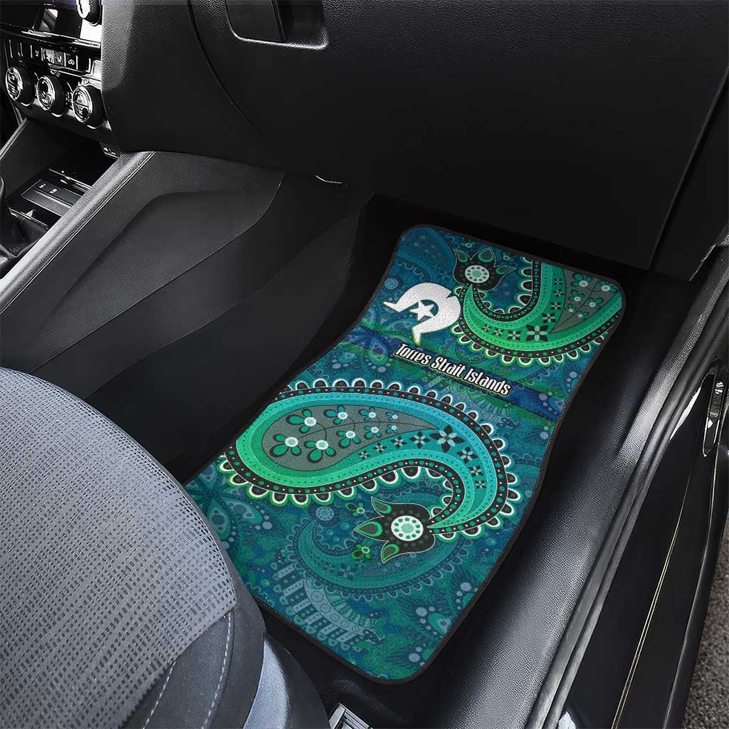 Torres Strait Islands Car Mats Dhari Emblem Vibrant Teal Indigenous