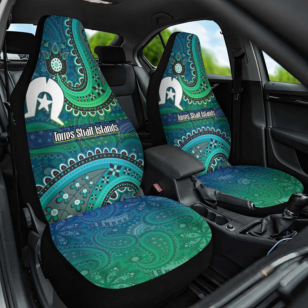 Torres Strait Islands Car Seat Cover Dhari Emblem Vibrant Teal Indigenous
