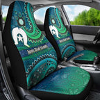 Torres Strait Islands Car Seat Cover Dhari Emblem Vibrant Teal Indigenous