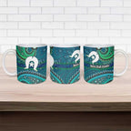 Torres Strait Islands Ceramic Mug Dhari Emblem Vibrant Teal Indigenous