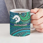 Torres Strait Islands Ceramic Mug Dhari Emblem Vibrant Teal Indigenous