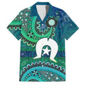 Torres Strait Islands Family Matching Mermaid Dress and Hawaiian Shirt Dhari Emblem Vibrant Teal Indigenous