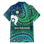 Torres Strait Islands Family Matching Off Shoulder Maxi Dress and Hawaiian Shirt Dhari Emblem Vibrant Teal Indigenous
