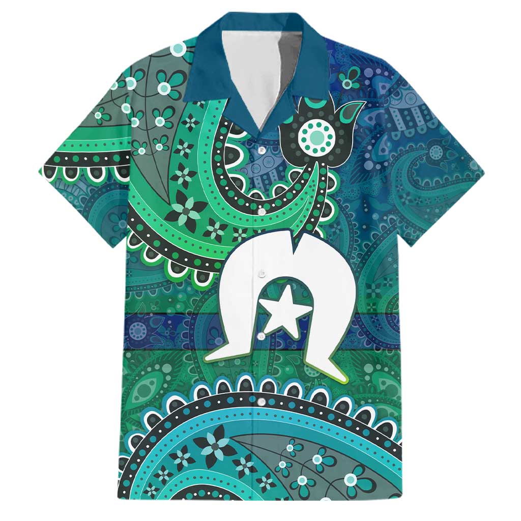 Torres Strait Islands Family Matching Tank Maxi Dress and Hawaiian Shirt Dhari Emblem Vibrant Teal Indigenous