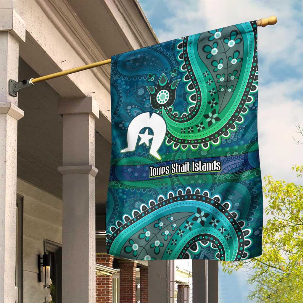 Torres Strait Islands Garden Flag Dhari Emblem Vibrant Teal Indigenous