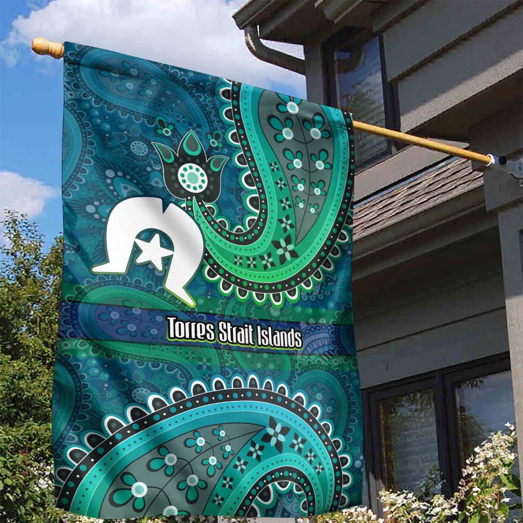 Torres Strait Islands Garden Flag Dhari Emblem Vibrant Teal Indigenous