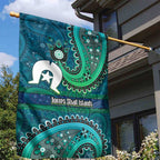 Torres Strait Islands Garden Flag Dhari Emblem Vibrant Teal Indigenous