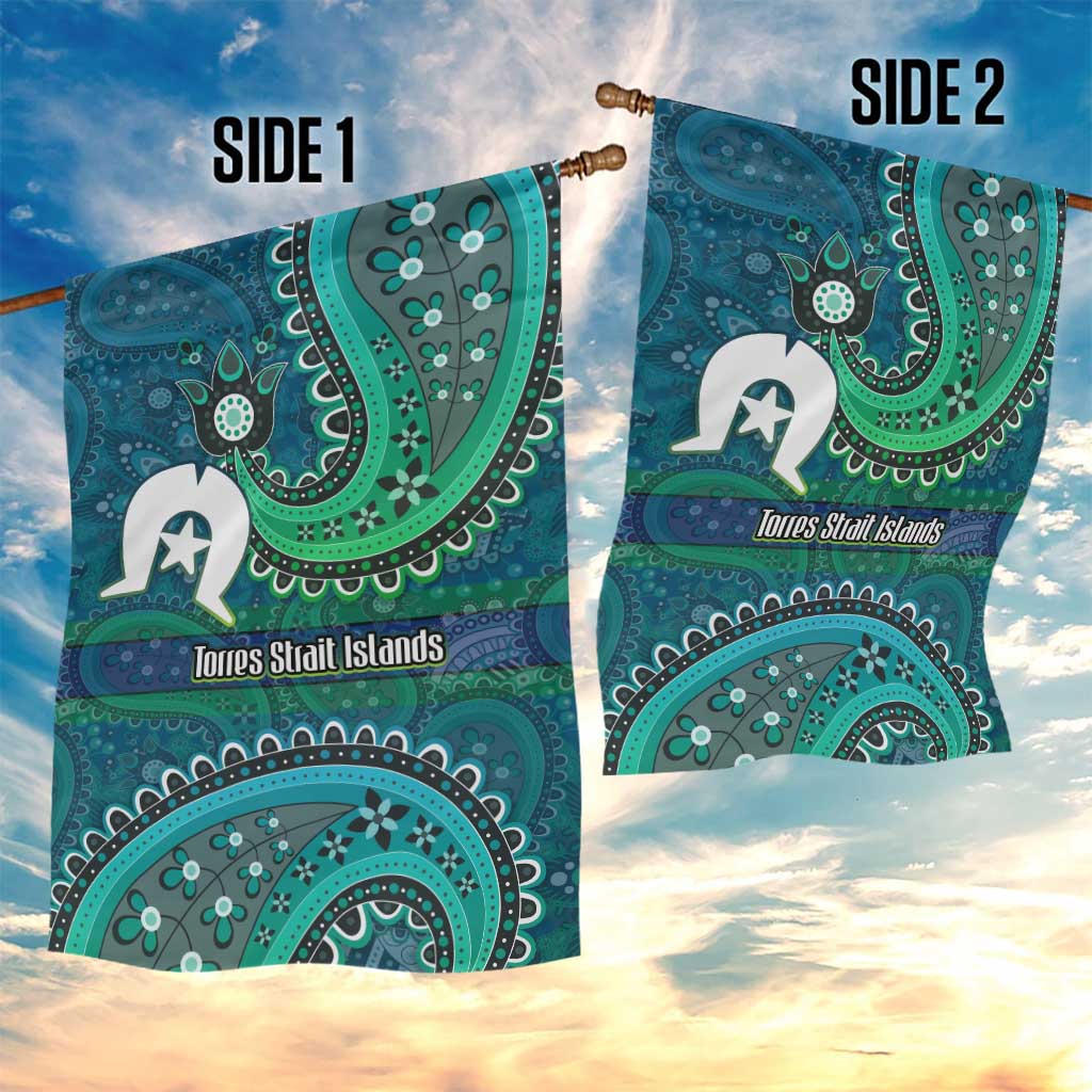 Torres Strait Islands Garden Flag Dhari Emblem Vibrant Teal Indigenous