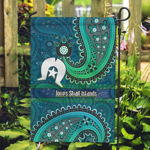 Torres Strait Islands Garden Flag Dhari Emblem Vibrant Teal Indigenous