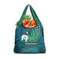 Torres Strait Islands Grocery Bag Dhari Emblem Vibrant Teal Indigenous