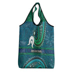 Torres Strait Islands Grocery Bag Dhari Emblem Vibrant Teal Indigenous