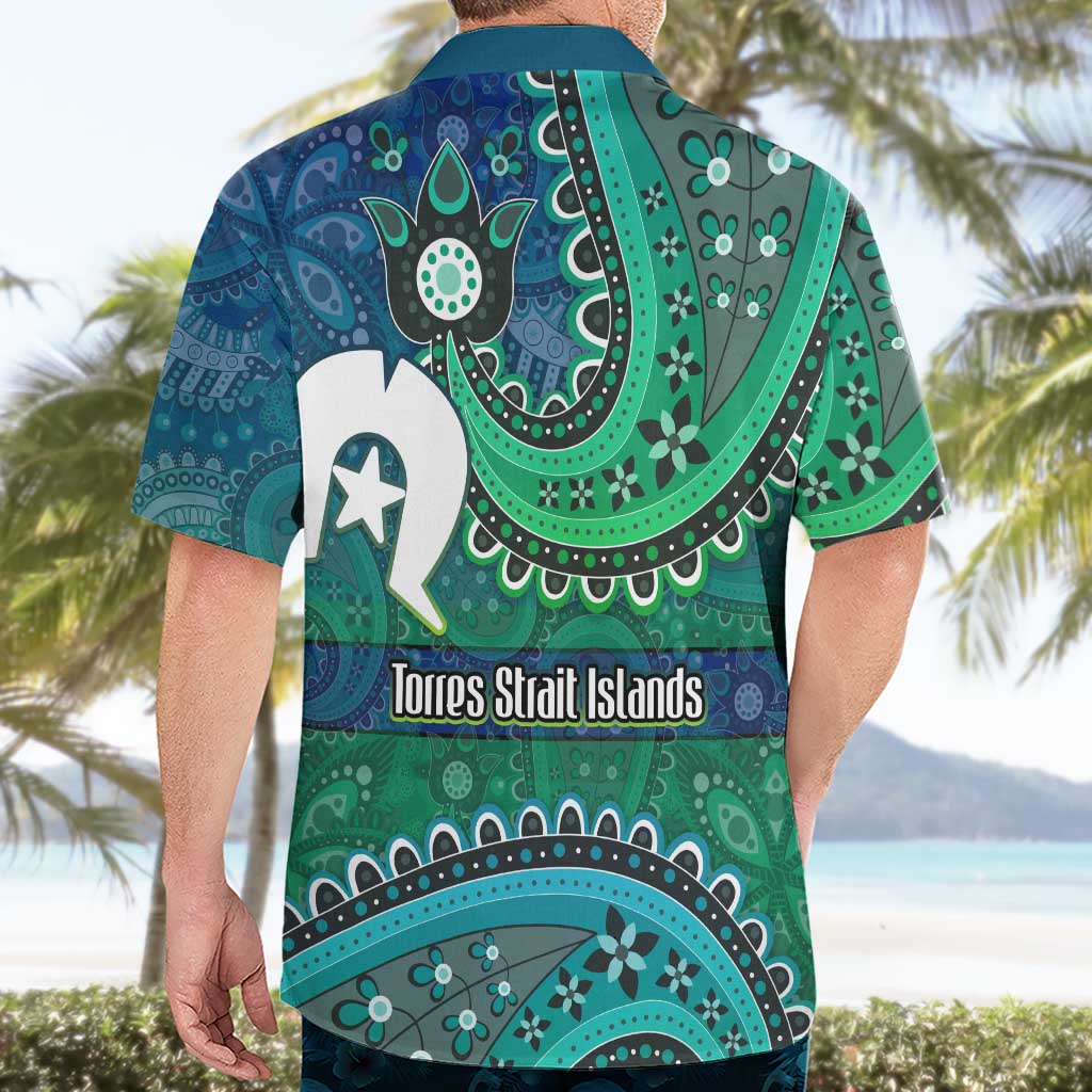 Torres Strait Islands Hawaiian Shirt Dhari Emblem Vibrant Teal Indigenous